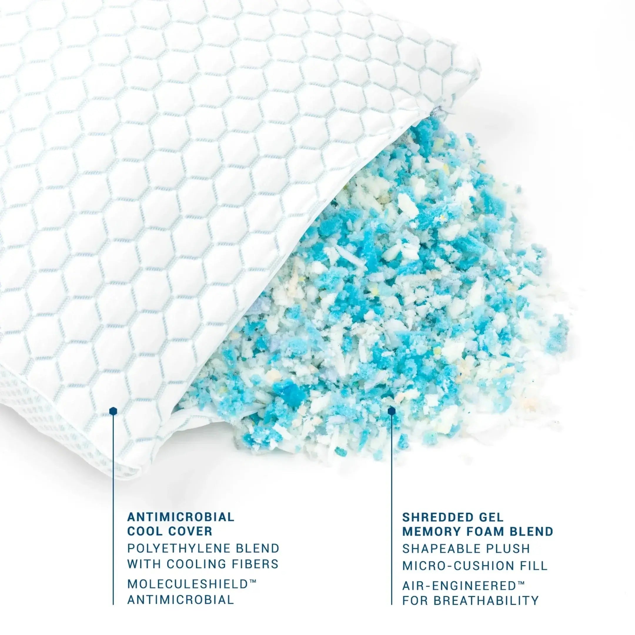 Pillow for Side Sleepers | Cooling Shredded Memory Foam | Adjustable Fill | Neck Support