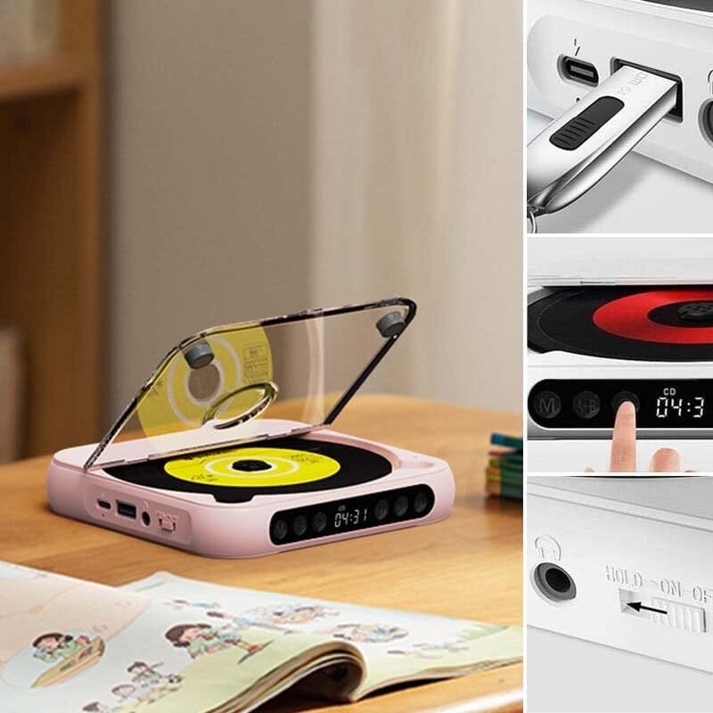 Portable CD Player | Bluetooth & Wired Playback | Up to 6-Hour Battery