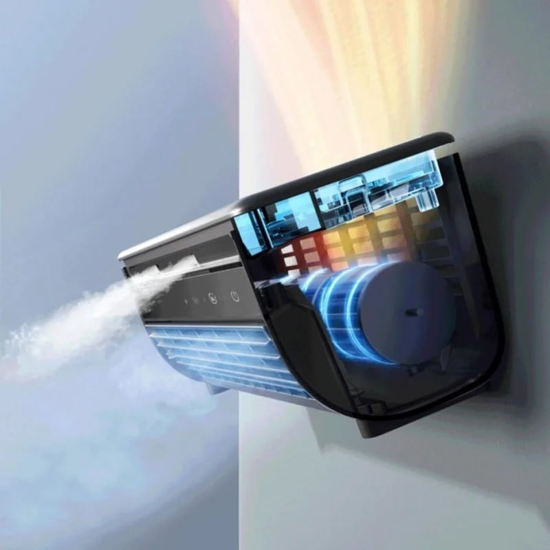 Portable Rechargeable AC | Bladeless Ultra-Quiet | Wall-Mountable, 12-Hour Battery