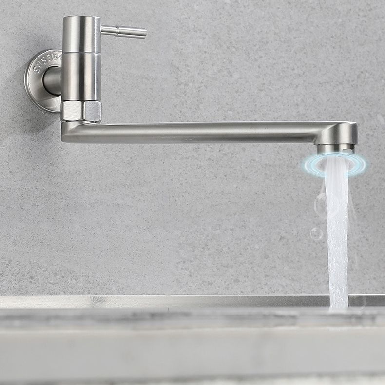 Pot Filler Faucet | Low-Profile Swivel Spout | Stainless Steel Single Handle | Lead-Free