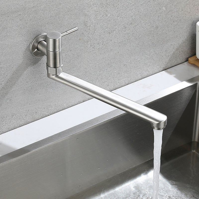 Pot Filler Faucet | Low-Profile Swivel Spout | Stainless Steel Single Handle | Lead-Free