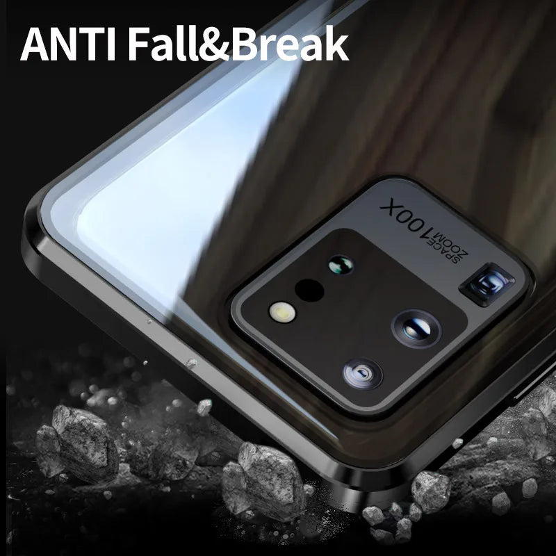 Privacy Phone Case | Magnetic Metal Frame & Tempered Glass | Clear Back & Scratch-Resistant