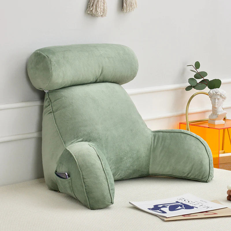 Reading Pillow with Arms | Velvet Cover & Plush Fill | Side Pocket & Handles | 75 x 45 cm