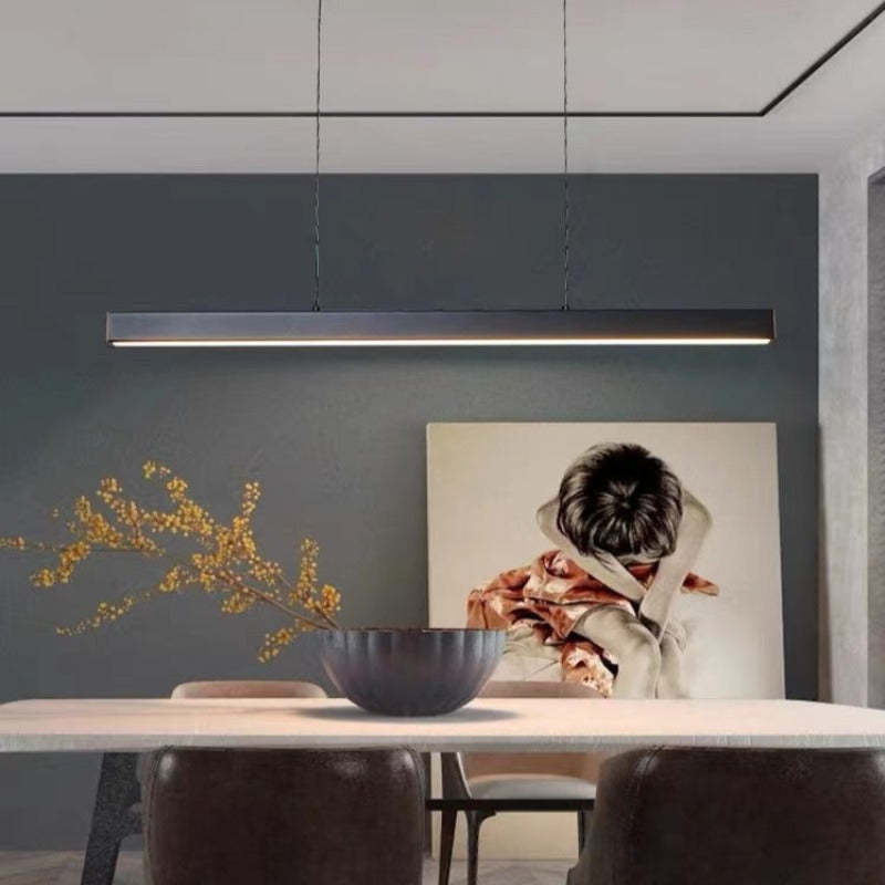 Rectangular LED Pendant Light | Slim Linear Minimalist | Adjustable Height | Energy-Efficient