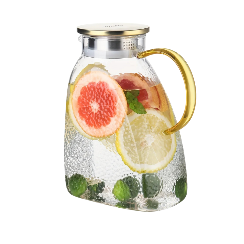 Refrigerator Pitcher | Borosilicate Glass & Strainer Lid | 1.8L | Fridge-Friendly