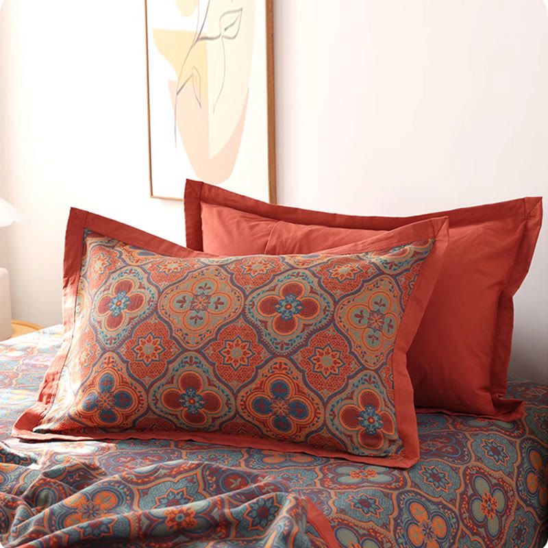 Reversible Cotton Quilt | Embroidered Petal Flower Pattern | Machine Washable | All-Season Comfort