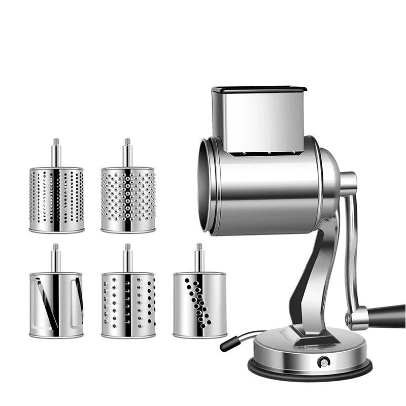 Rotary Food Grater & Slicer | Ergonomic Rotating Drum | Handheld for Cheese & Vegetables
