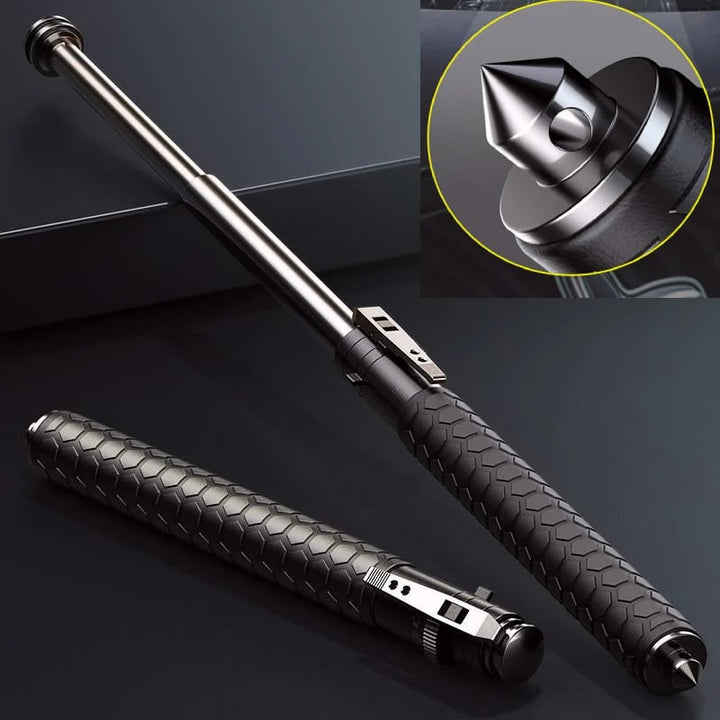 Self-Defense Walking Stick | One-Click Spring-Loaded | Telescopic Steel & Anti-Slip Grip