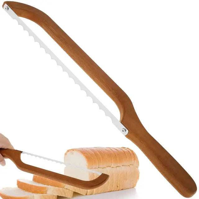 Serrated Bread Knife | Sharp Stainless Steel Blade | Wooden Handle & Comfortable Grip