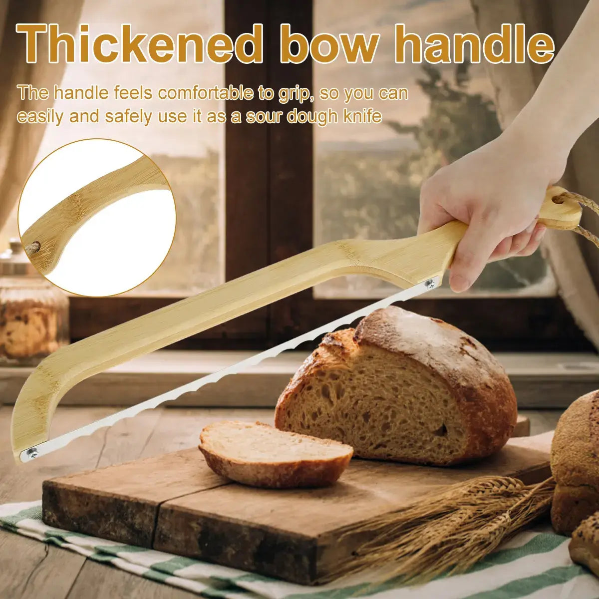 Serrated Bread Knife | Sharp Stainless Steel Blade | Wooden Handle & Comfortable Grip