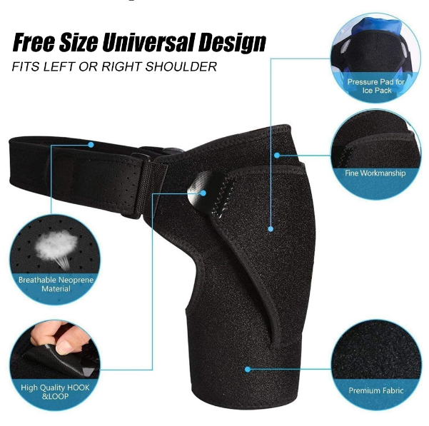 Shoulder Support Brace | Adjustable Compression & Stabilizer | Breathable Neoprene, Reversible Fit