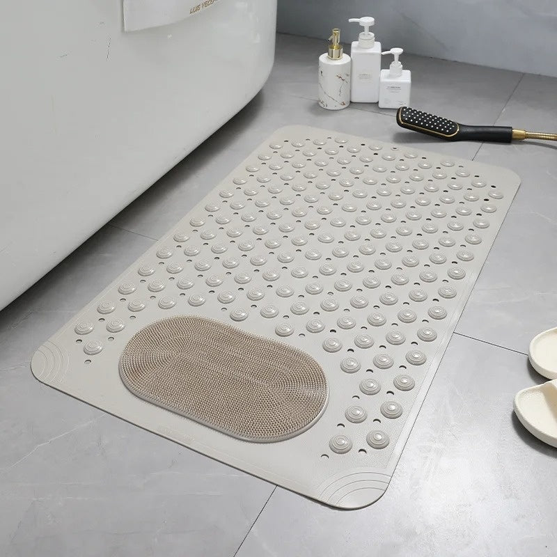 Shower Mat | Non-Slip with Built-In Foot Scrubber | Durable Rubber & Strong Suction Cups