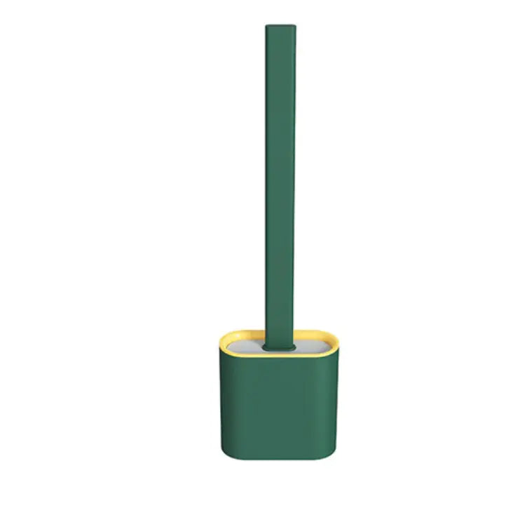 Silicone Toilet Brush | D-Shaped Flexible Head | Scratch-Free Bristles & Ventilated Quick-Dry Holder