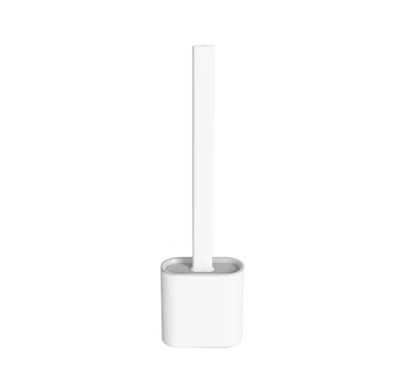 Silicone Toilet Brush | D-Shaped Flexible Head | Scratch-Free Bristles & Ventilated Quick-Dry Holder