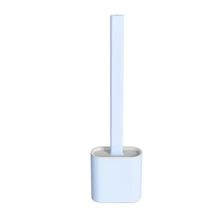 Silicone Toilet Brush | D-Shaped Flexible Head | Scratch-Free Bristles & Ventilated Quick-Dry Holder