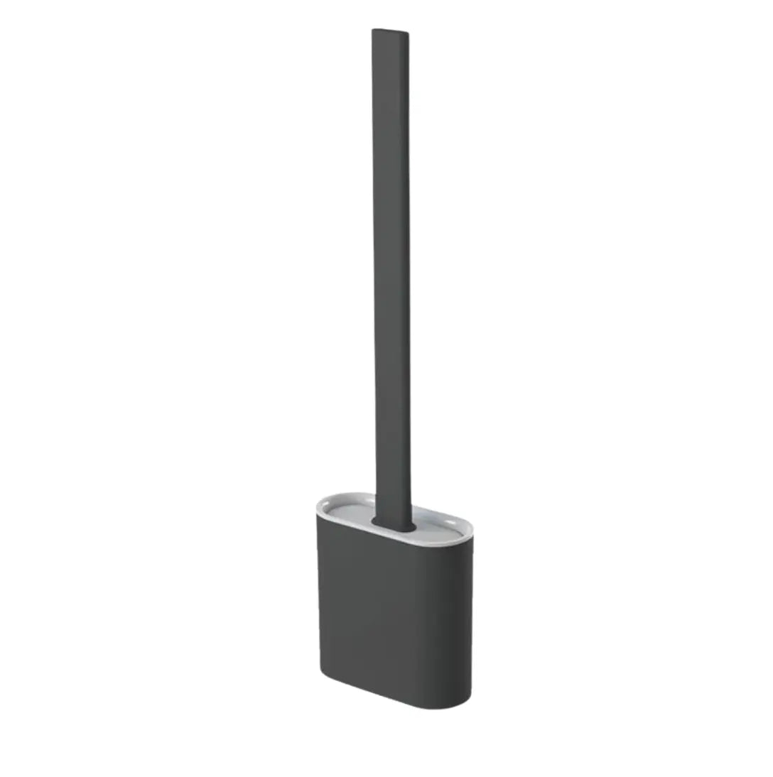 Silicone Toilet Brush | D-Shaped Flexible Head | Scratch-Free Bristles & Ventilated Quick-Dry Holder