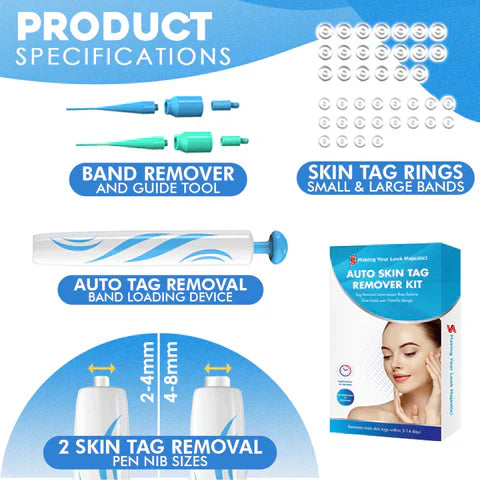 Skin Tag Removal Kit | Automatic Band Applicator | 44-Pack Bands & Remover Tools | Easy At-Home Use