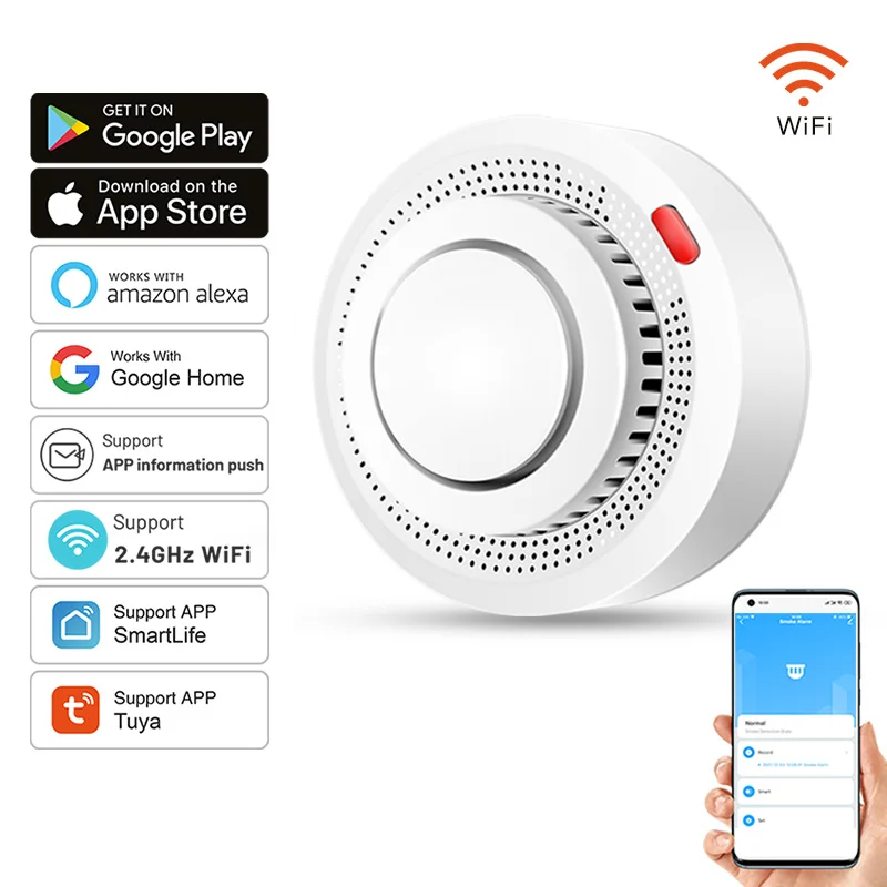 Smart Smoke & Heat Detector | Wi‑Fi & Bluetooth App Control | 85 dB Alarm | Home Safety
