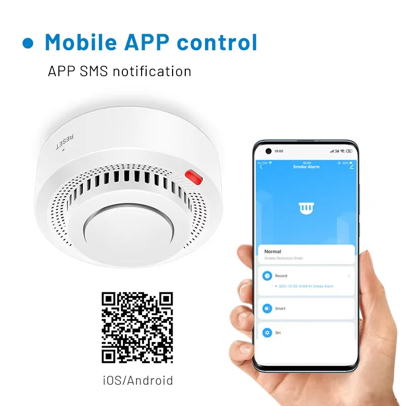 Smart WiFi Smoke Detector | WiFi & Bluetooth Dual Mode | Smoke & Heat Detection, 85 dB Alarm