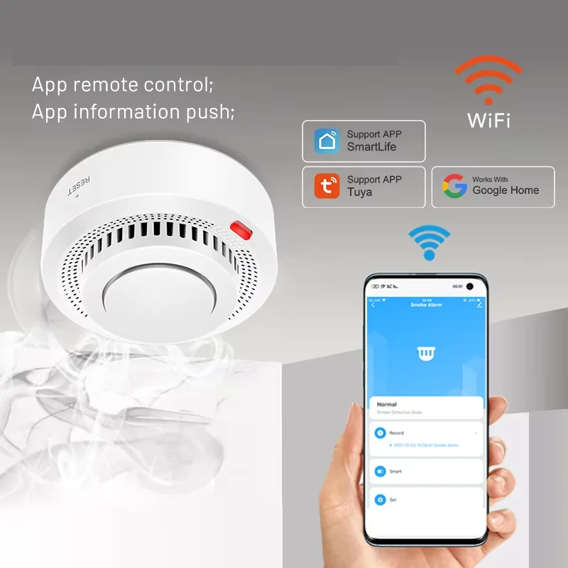 Smart WiFi Smoke Detector | WiFi & Bluetooth Dual Mode | Smoke & Heat Detection, 85 dB Alarm
