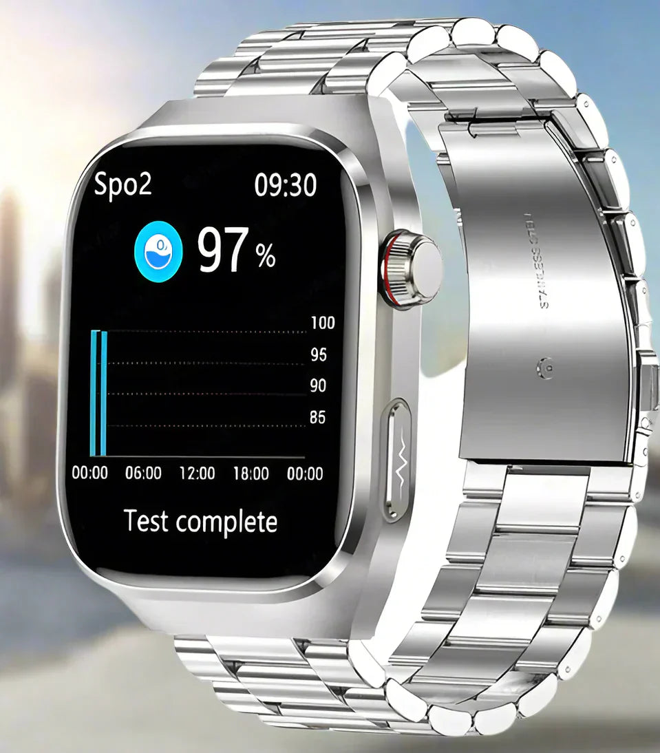 Smartwatch | Blood Sugar, Uric Acid & ECG Monitoring | AMOLED Touchscreen | Up to 15-Day Battery