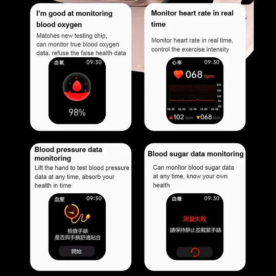 Smartwatch | Non-Invasive Blood Glucose Monitoring | Heart Rate & Sleep Tracking | 7-Day Battery Life