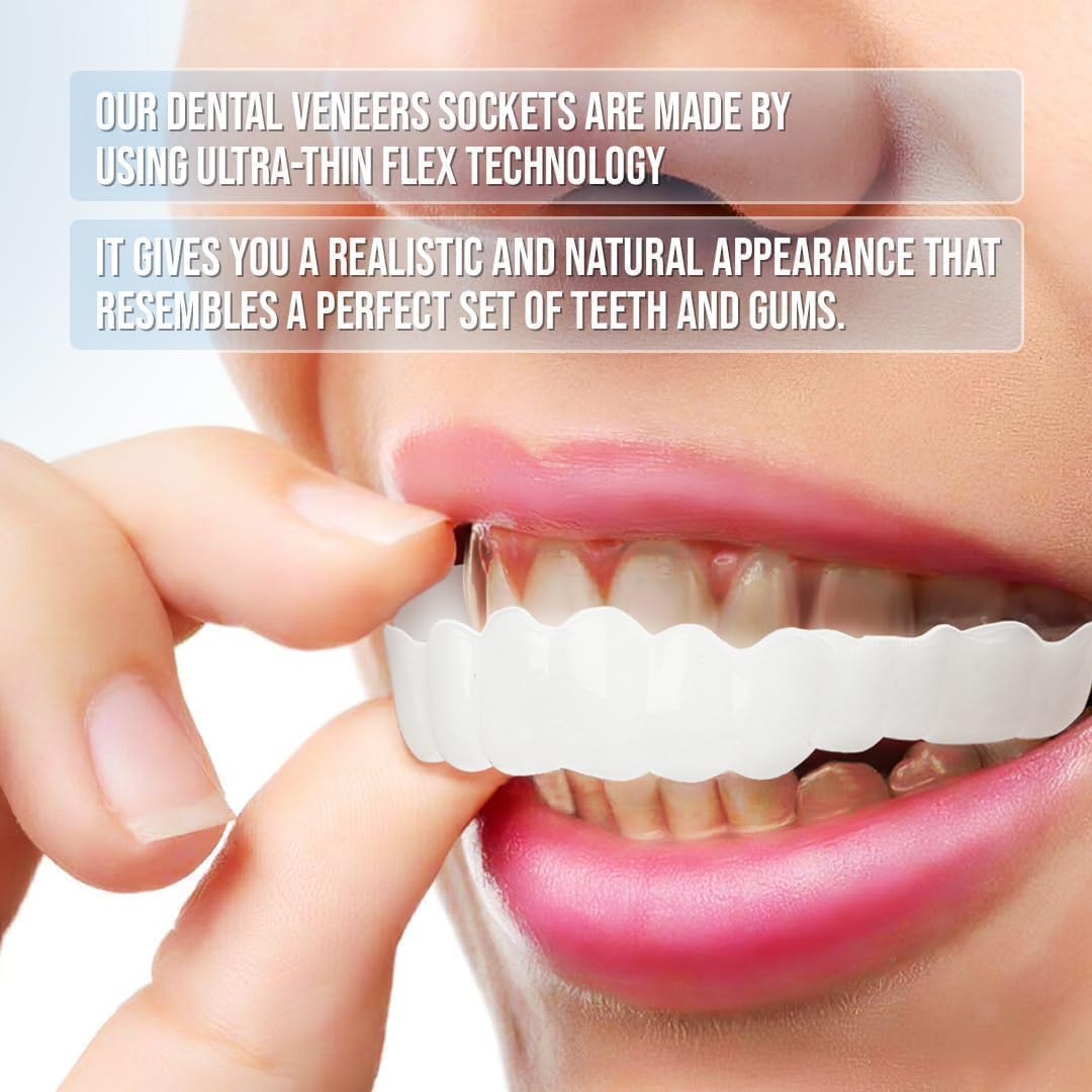 Snap-On Veneers (Upper & Lower) | Natural-Looking Finish | Silicone Liner | Comfortable Fit