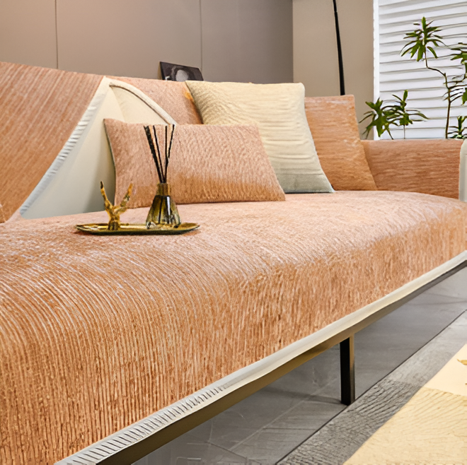 Sofa Slipcover | Chic Striped Design | Chenille Fabric | Machine Washable