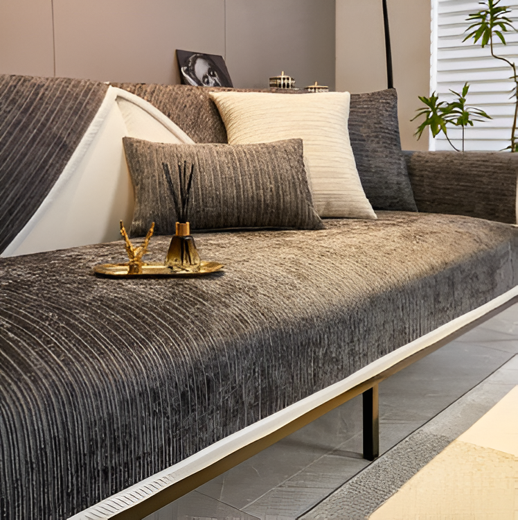 Sofa Slipcover | Chic Striped Design | Chenille Fabric | Machine Washable