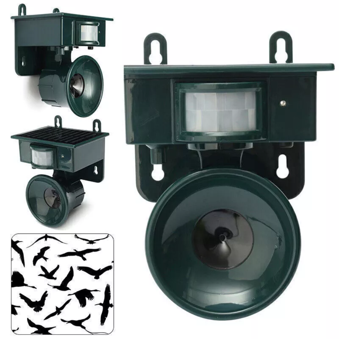 Solar Bird Repeller | Motion-Activated PIR Sensor | Predator Sound Deterrent