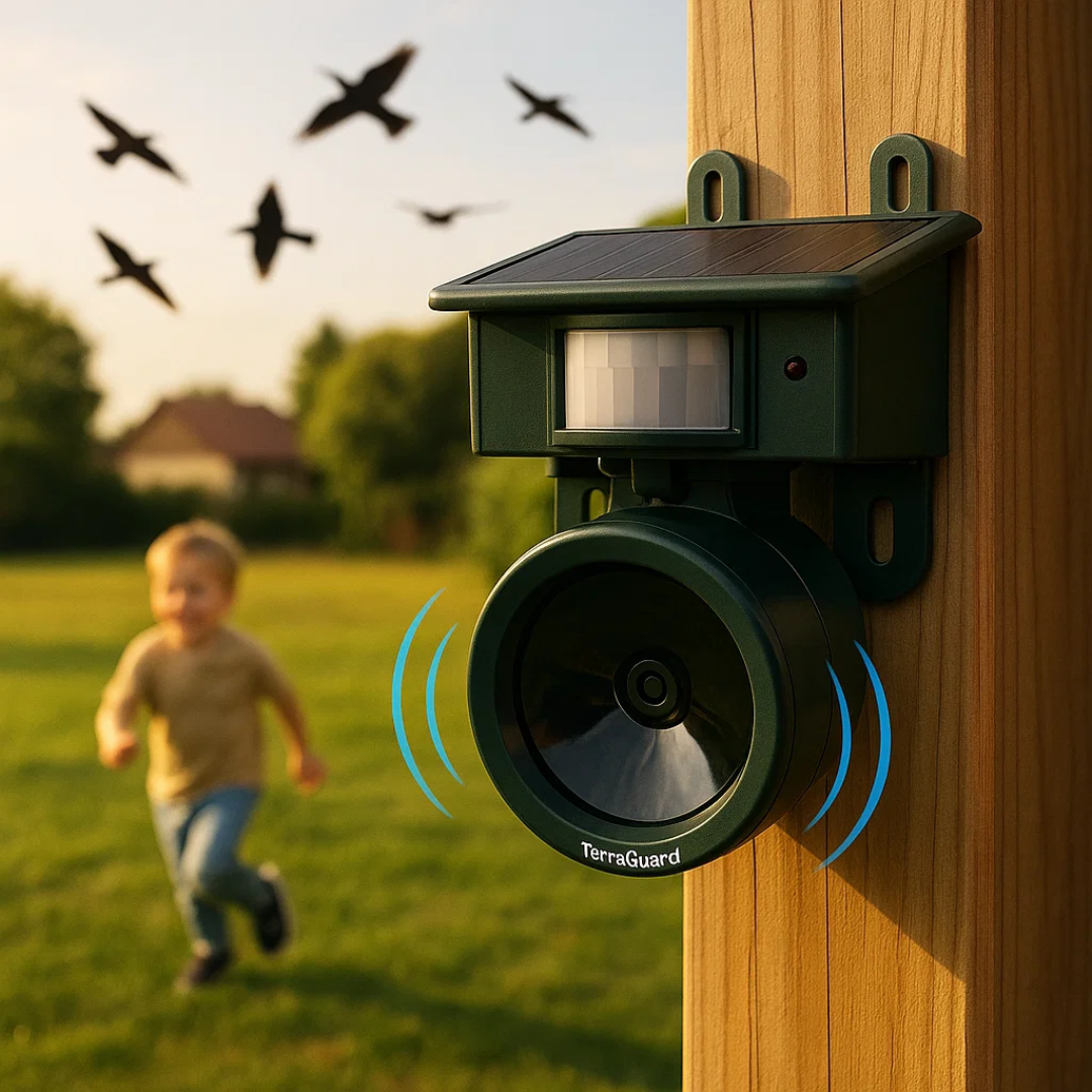 Solar Bird Repeller | Motion-Activated PIR Sensor | Predator Sound Deterrent
