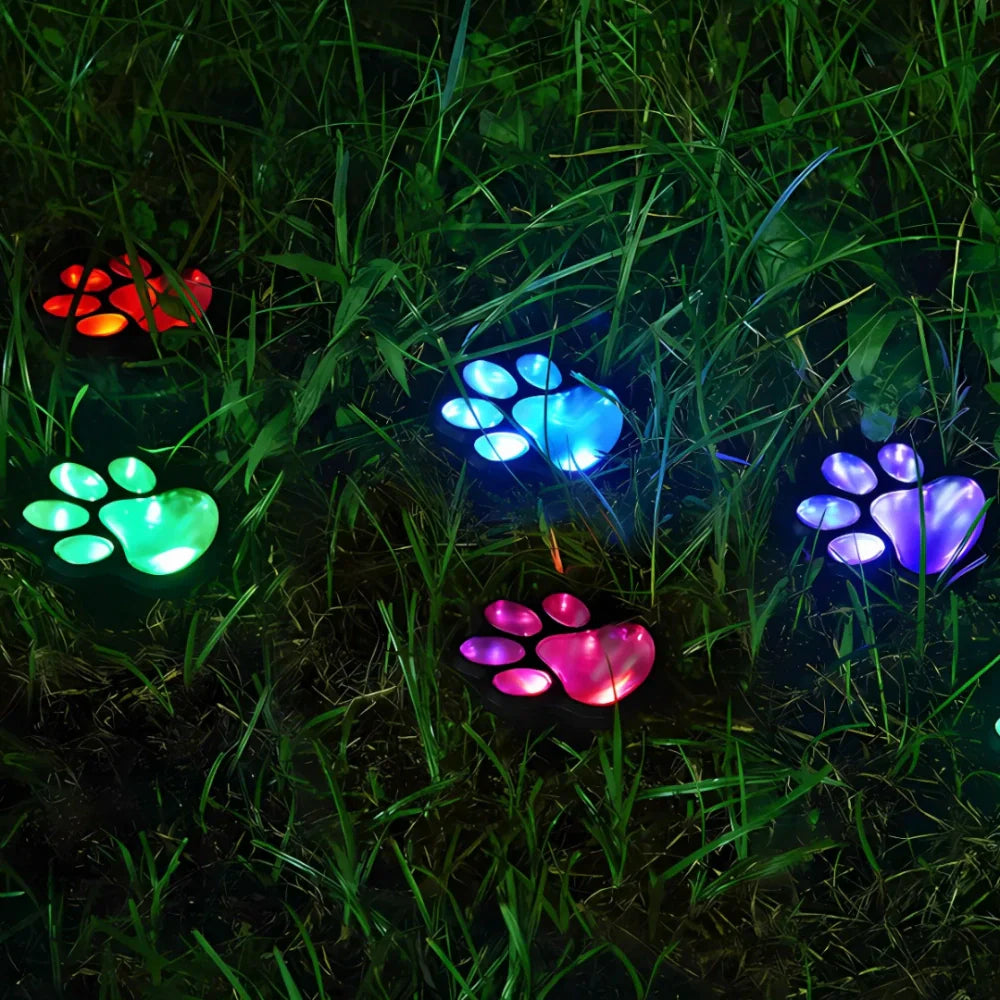 Solar Pathway Light | Paw-Print Pattern | Auto Dusk Sensor & Weather-Resistant