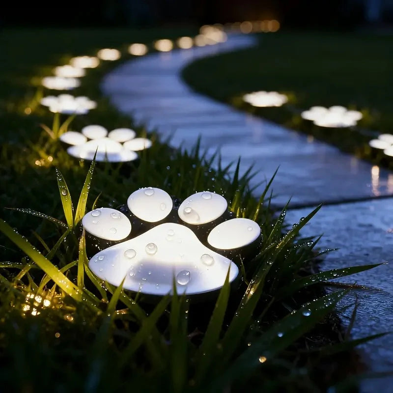 Solar Pathway Light | Paw-Print Pattern | Auto Dusk Sensor & Weather-Resistant
