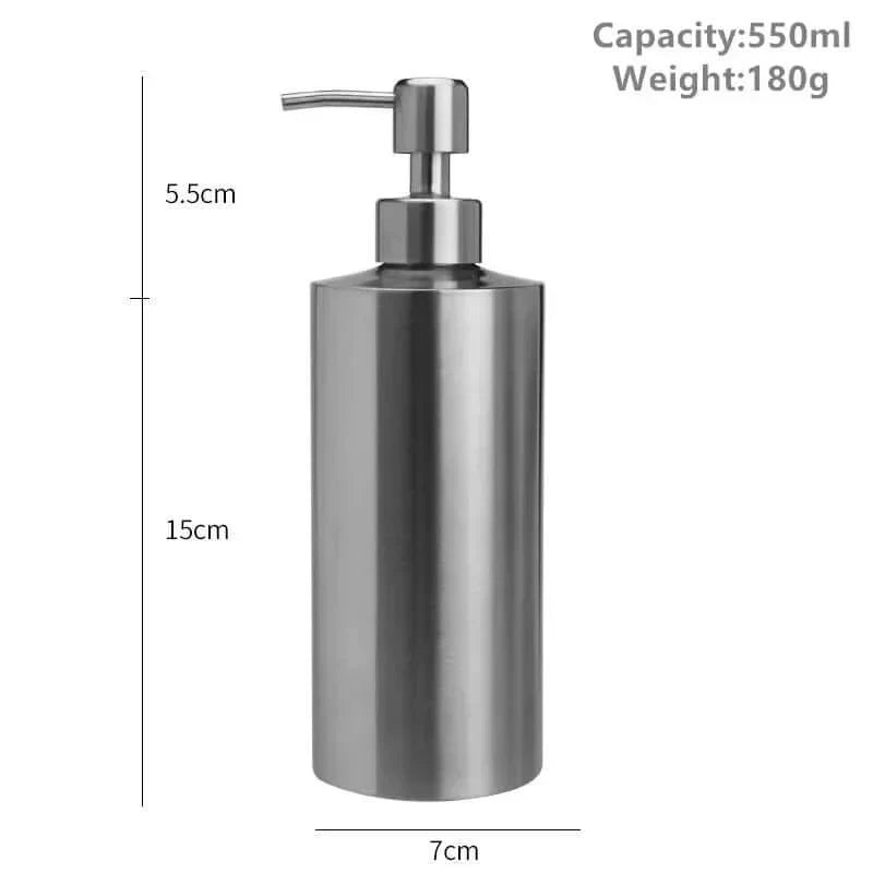 Stainless Steel Soap Dispenser | Hand Pump | Polished Gloss Finish | Refillable & Reusable