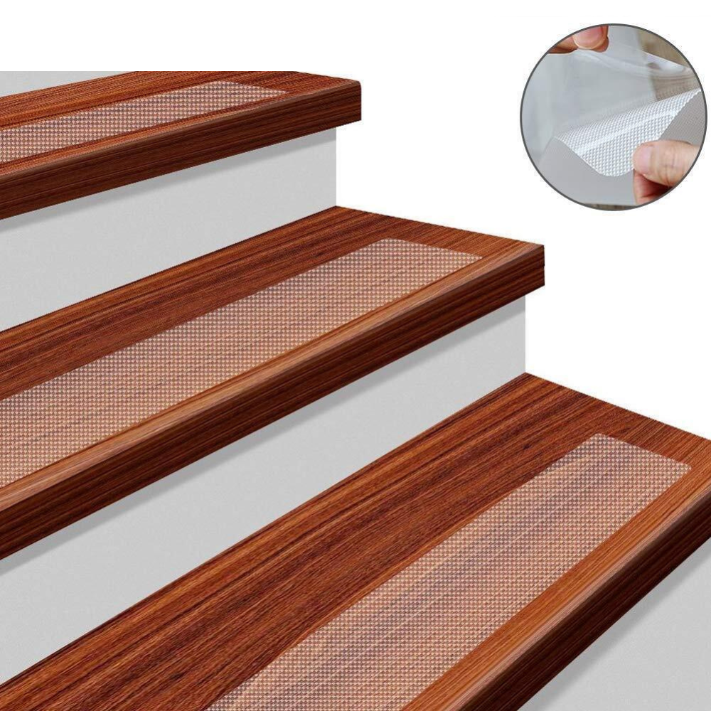 Stair Tread Strips | Clear Non-Slip Grip | Pack of 15 | Indoor Safety