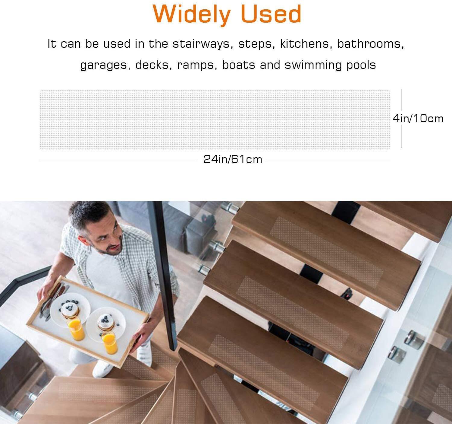 Stair Tread Strips | Clear Non-Slip Grip | Pack of 15 | Indoor Safety