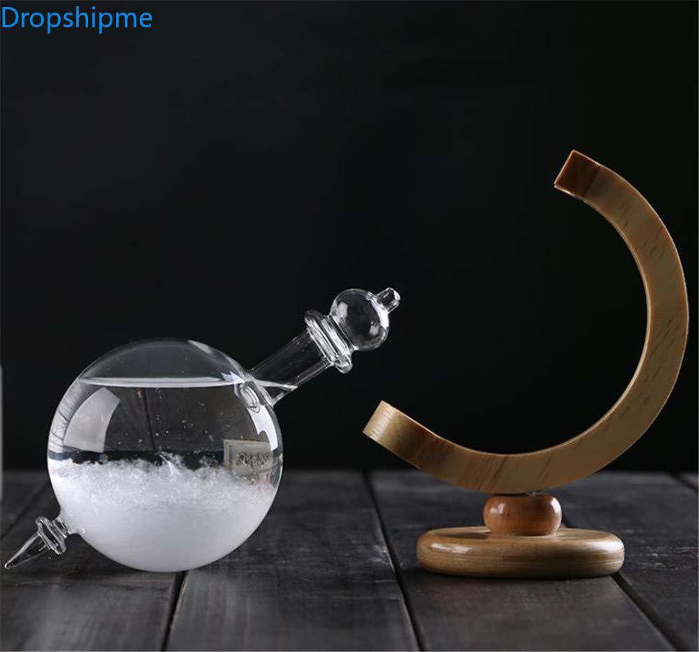 Storm Glass Barometer | Crystal Forecast Bottle | Wooden Base | Decorative Desktop Accent