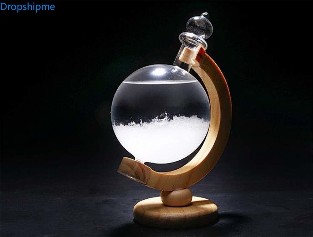 Storm Glass Barometer | Crystal Forecast Bottle | Wooden Base | Decorative Desktop Accent