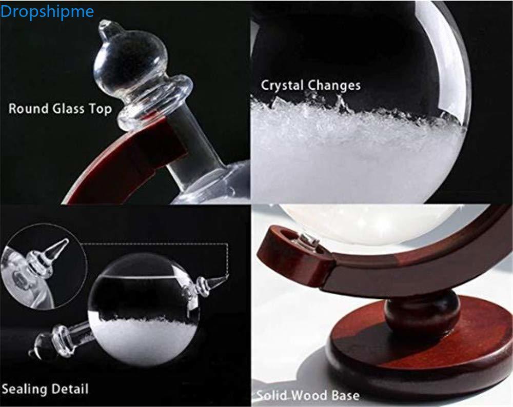 Storm Glass Barometer | Crystal Forecast Bottle | Wooden Base | Decorative Desktop Accent