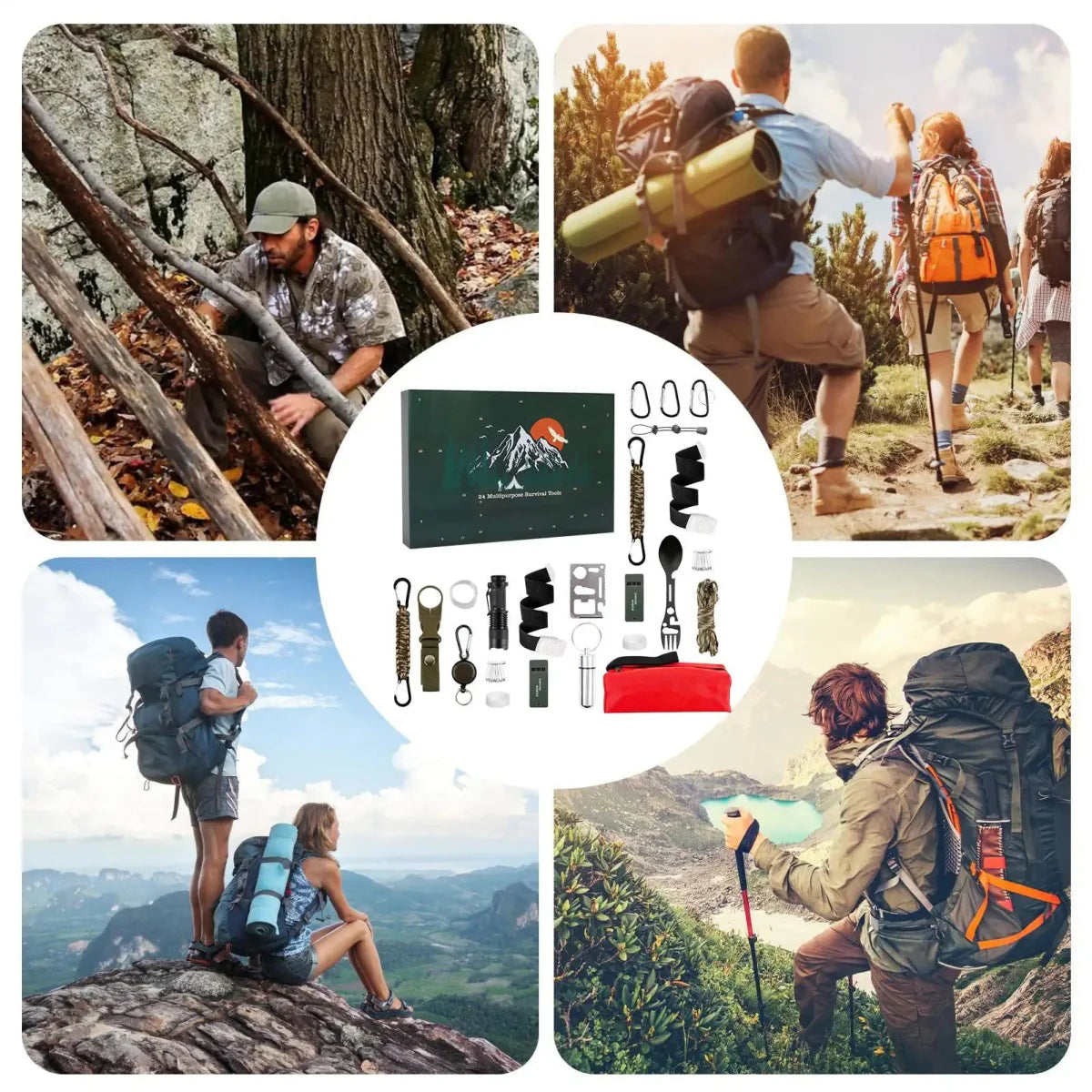 Survival Advent Calendar | 24 Essential Outdoor Tools | Compact Portable Kit | Camping & Hiking