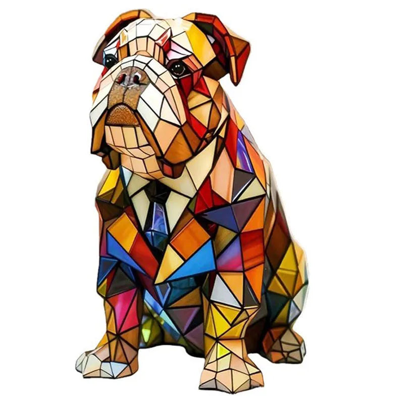 Table Lamp | Dog Figurine Design | Glass Mosaic Shade | Colorful Mood Lighting