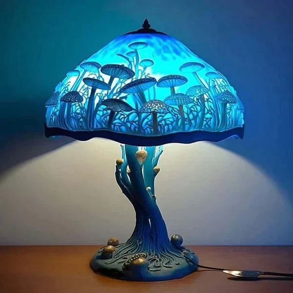 Table Lamp | Retro Stained Glass Effect | USB-Powered LED | Warm Ambient Light