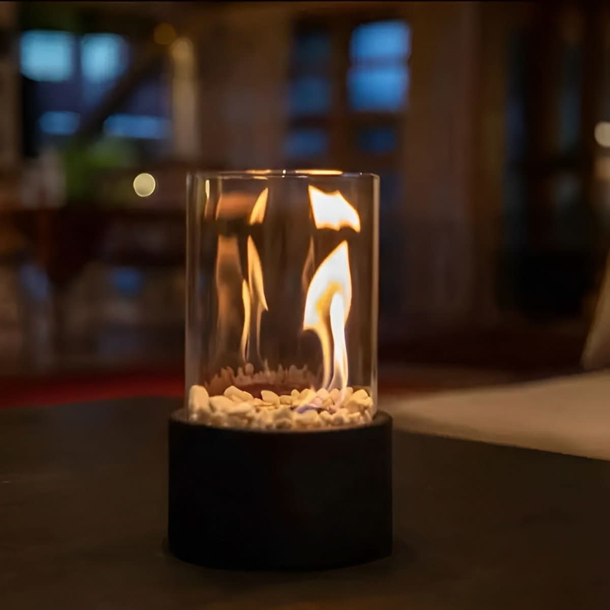 Tabletop Fireplace | Smoke-Free Bioethanol Flame | Metal & Glass | Cozy Indoor/Outdoor Ambience