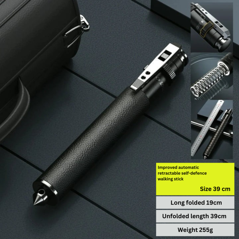 Telescopic Walking Stick | Automatic Quick-Deploy | Anti-Slip Ergonomic Grip & Steel Shaft