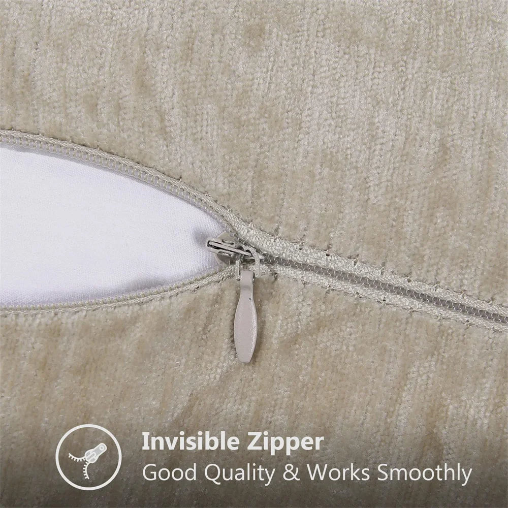 Throw Pillow Cover | Soft Chenille Velvet | Hidden Zipper & Hand Embroidery | Cozy Comfort