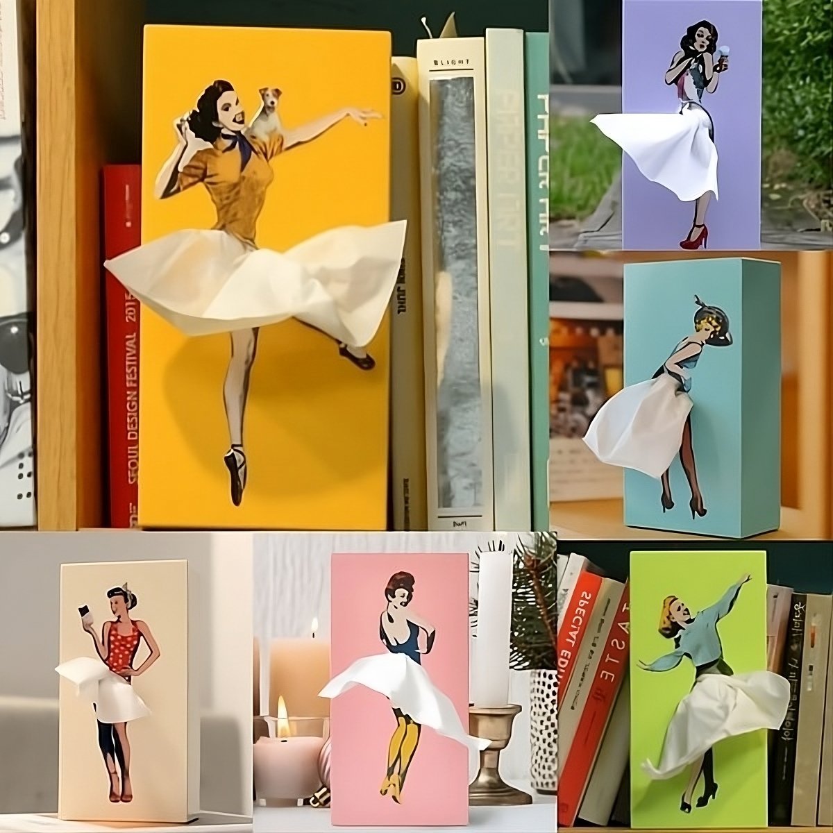 Tissue Box Cover | Interactive Flying Skirt Design | Weighted Base & Reusable | 25x13x8 cm