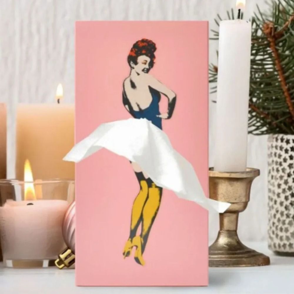 Tissue Box Cover | Interactive Flying Skirt Design | Weighted Base & Reusable | 25x13x8 cm