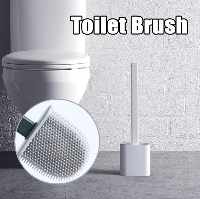 Toilet Brush | Hygienic Silicone & Flexible Head | Holder Included | Quick-Drying