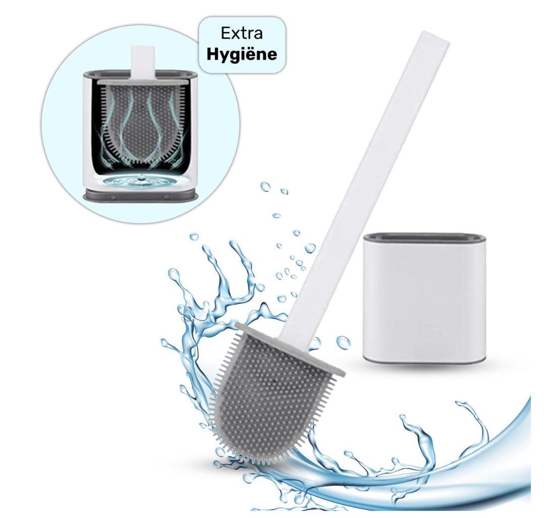 Toilet Brush | Hygienic Silicone & Flexible Head | Holder Included | Quick-Drying