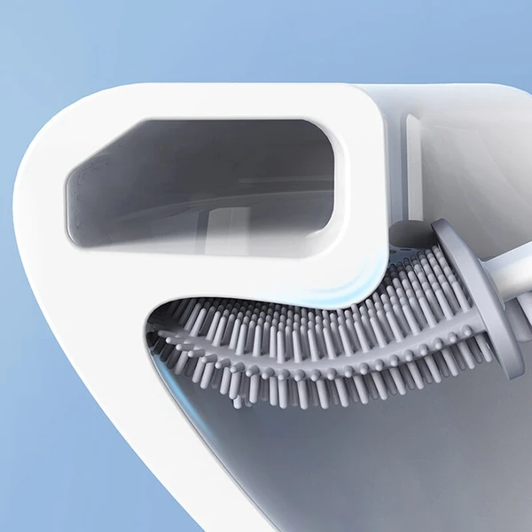 Toilet Brush | Hygienic Silicone & Flexible Head | Holder Included | Quick-Drying